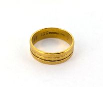 A 22ct yellow gold wedding band ring, size L, approx 4.7g.