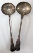 Two George IV silver ladles, one of kings pattern, hallmarked London 1808/09, total weight approx