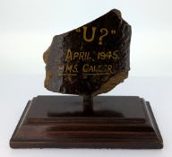 Of WWII naval interest, a fragment of the WWII German U-boat U774, sunk in April 1945 by H.M.S.
