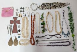 A large collection of costume jewellery mainly bead necklaces etc.