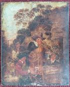 A 19th century Dutch style painting of musicians on panel, overall size approx 42cm x 34cm.