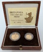 A Britannia gold two coin set, to include quarter ounce £25 coin, together with 1/10 ounce £10 coin
