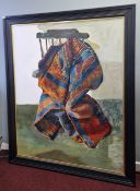 Robert Lenkiewicz (1941-2002), a large scale oil on board of a rug on a chair 'Orgasm Theme', signed