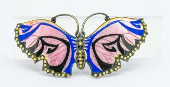 A large silver and enamel Butterfly brooch (lacks pin).