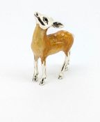 A silver and enamelled Deer, London, CWS, approx 16.8g.