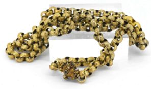 A superb Georgian gold belcher chain, each link with ornate decoration, the clasp set with amethyst.