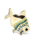 A silver and enamelled Fish, London, CWS, approx 27.7g.