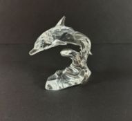 Swarovski Crystal Glass, Dolphin on a Wave, boxed
