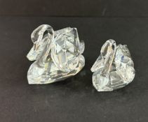 Swarovski Crystal Glass, Medium Swan and Large Swan, boxed.