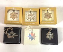 Swarovski Crystal Glass, Collection of two Little Star ornaments and three Little Snowflake