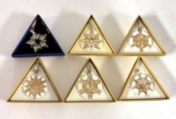 Swarovski Crystal Glass, Collection of six Christmas Stars including SCS 2009, SCS 2010, SCS 2011,
