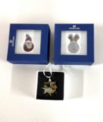 Swarovski Crystal Glass, Rocking Reindeer, Rocking Santa 2012 issue, Star ornament, all boxed.