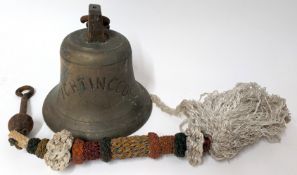 A brass ships bell, marked 'FIGHTINGCOCK', height approx