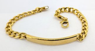 A gold I.D. bracelet, set in 18ct gold, approx 9.9g.