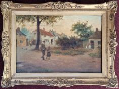 Henry Martin (British, 1885-1908), oil on board of a Cornish village, signed lower right, framed,