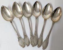A set of six tablespoons, of floral decoration, marked to reverse '800' 'R.BAHL', total weight