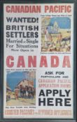 A vintage Canadian Pacific travel poster, advertising 'Wanted! British Settlers, married or single