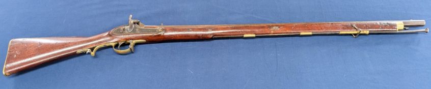 A Victorian 1846 East India Company F Pattern musket, originally issued to Sepoy soldiers, bears