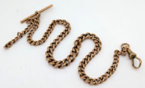 A 9ct gold watch chain, length 36cm, approx 27.9g.