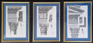 Five modern prints of architectural studies of columns, from the 1682 publication ‘Les Edifices
