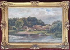 A late 19th / early 20th century oil on canvas landscape of the River Trent, Ingleby, unsigned, in