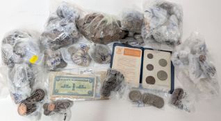 A collection of antique and foreign coins and notes.