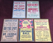 Five early 20th century music concert posters, from Weston-Super-Mare, each framed and glazed approx