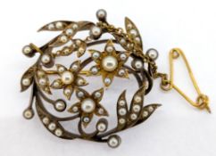 A seed pearl brooch set in gold (unmarked).