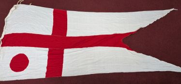 A Royal Navy pennant featuring the St Georges Cross, possibly for Vice Admiral, approx 350cm x
