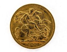 A Edward VII full sovereign, 1909.