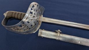 A Victorian Infantry officers Lever pattern sword with scabbard.