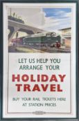A vintage British Railways travel poster, framed and glazed, overall size approx 110cm x 72cm.