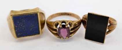 Three 9ct gold dress rings, approx 16.6g.