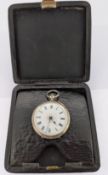 A ladies pocket watch, with roman numerals and a decorative dial, inscribed inside J.B.Yabsley,
