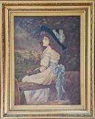 Two oil on canvas paintings, to include one of a Lady in 1790s style dress, and another of a young