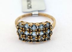 Gemporia, a Nigerian aquamarine and diamond set ring, set in 9k yellow gold, size L/M, with