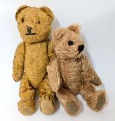 Two 1930s/40s teddy bears, blonde plush, one very worn. (2)