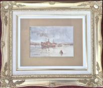 Sydney James Beer (Cornish Artist, 1875-1952), watercolour of a steamship, signed lower left, framed