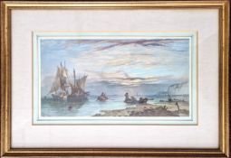 J. B. Hitchens (British, 19th Century), coastal scene, signed lower left, framed and glazed, overall
