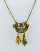 An antique emerald sentimental pendant necklace,