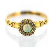 A Victorian opal and diamond cluster ring,