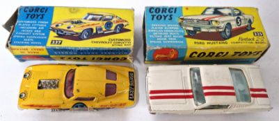 Corgi Toys, two die cast models to include 337 Customised Chevrolet Corvette Sting Ray, and 325 Ford