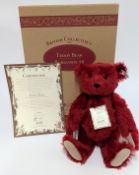 Steiff limited edition British Collector’s 1998 Teddy bear, burgundy mohair growler bear, chest