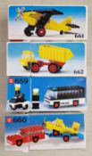 Lego, four boxed vehicle sets to include 659, 660, 661, 662. (4)