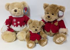 Harrods Christmas bears, to include 2007 and a another smaller, and 2008 edition. (3)