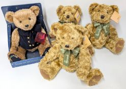 Harrods, Millenium Bear 2000, together with three blonde plush '100 Years' bears. (4)