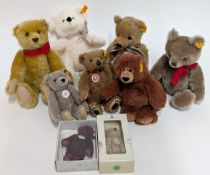 Steiff, a collection of nine small plush Steiff Bears, to include Steiff Club 2005, silver grey, 7cm