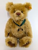 Steiff Danbury Mint exclusive 2001 bear, golden mohair with green ribbon medal, yellow ear tag,