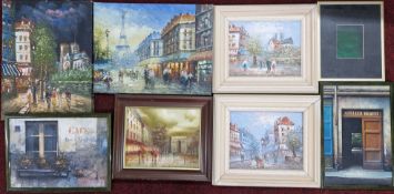 A collection of urban painted scenes. (8)