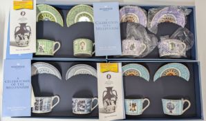 Four boxed Wedgwood Celebration of the Millenium cups and saucers sets, comprising 18th Century -